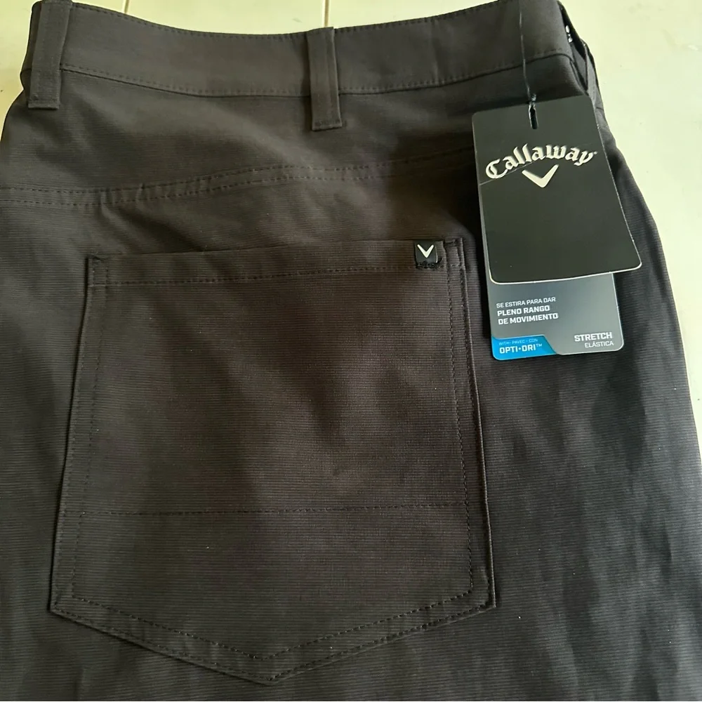NWT•Callaway 5-Pocket Horizontal Textured Pants Size 42x32 DarkBrown